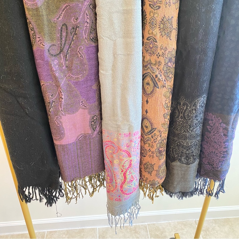 Elegant Multicolor Paisley Shawl/Scarf Collection (LOT for sale)